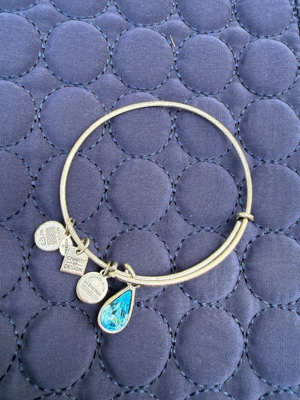 Alex and Ani, Living Water December Birthstone Teardrop Charm, Silver-tone